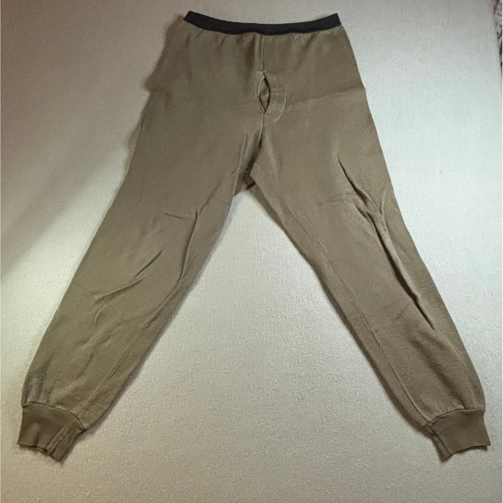 VTG Cabelas Mens XL Thermal Underwear Set Fleece Quarter Zip Pants Brown USA